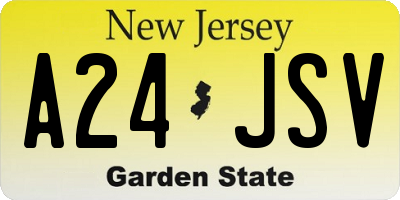 NJ license plate A24JSV