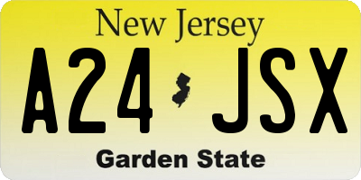 NJ license plate A24JSX