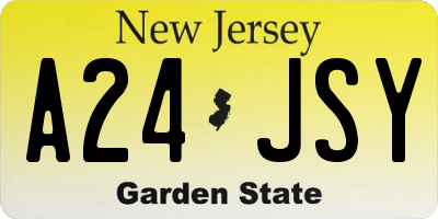 NJ license plate A24JSY