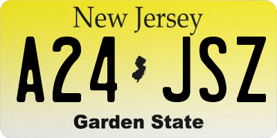 NJ license plate A24JSZ
