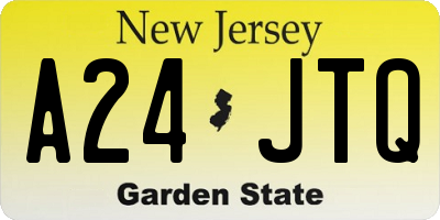 NJ license plate A24JTQ