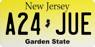 NJ license plate A24JUE