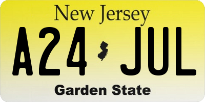 NJ license plate A24JUL