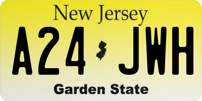 NJ license plate A24JWH