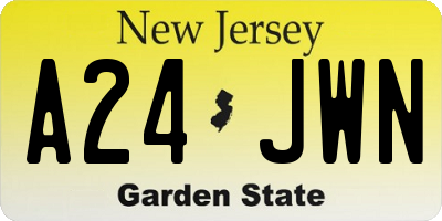 NJ license plate A24JWN