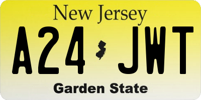 NJ license plate A24JWT