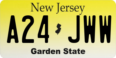 NJ license plate A24JWW