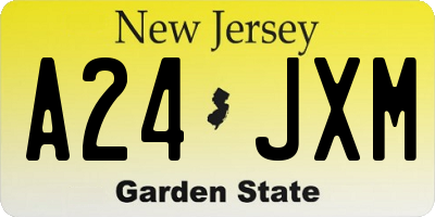 NJ license plate A24JXM