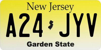 NJ license plate A24JYV