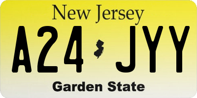 NJ license plate A24JYY