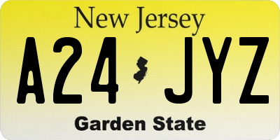 NJ license plate A24JYZ