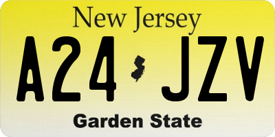 NJ license plate A24JZV