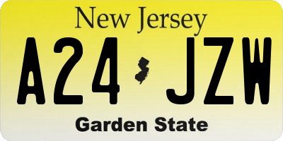 NJ license plate A24JZW