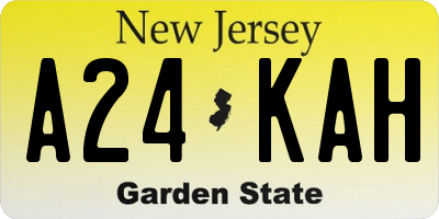 NJ license plate A24KAH