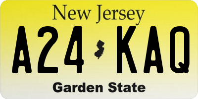 NJ license plate A24KAQ