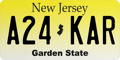 NJ license plate A24KAR