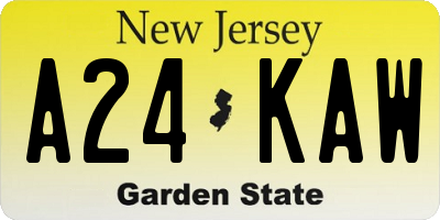 NJ license plate A24KAW