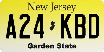 NJ license plate A24KBD