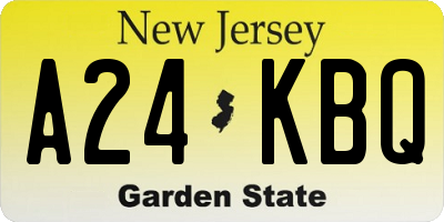 NJ license plate A24KBQ