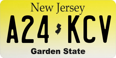 NJ license plate A24KCV