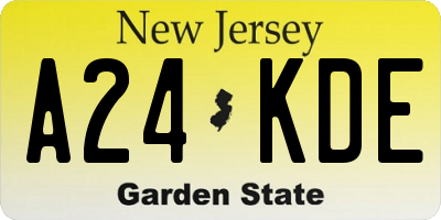 NJ license plate A24KDE