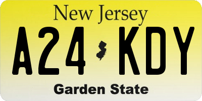 NJ license plate A24KDY