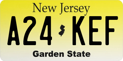 NJ license plate A24KEF
