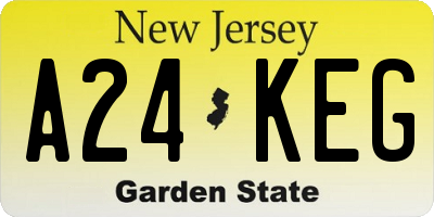 NJ license plate A24KEG