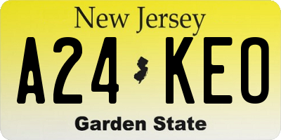 NJ license plate A24KEO