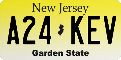 NJ license plate A24KEV