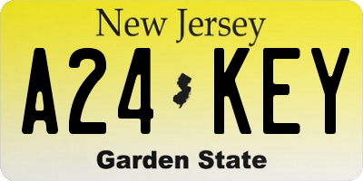 NJ license plate A24KEY
