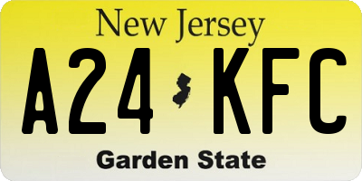NJ license plate A24KFC