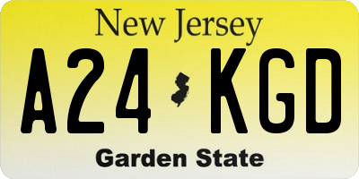 NJ license plate A24KGD