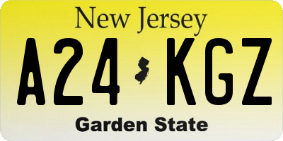 NJ license plate A24KGZ