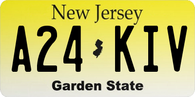 NJ license plate A24KIV