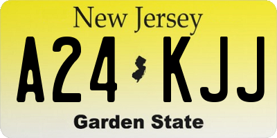 NJ license plate A24KJJ