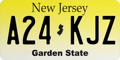 NJ license plate A24KJZ
