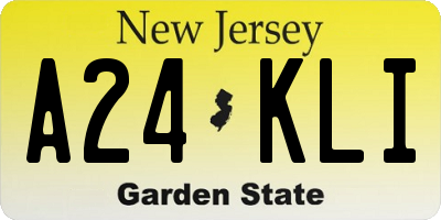 NJ license plate A24KLI