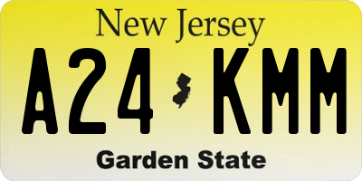 NJ license plate A24KMM