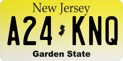 NJ license plate A24KNQ