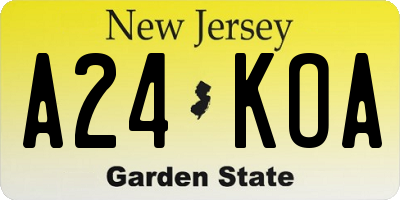 NJ license plate A24KOA