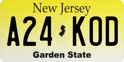 NJ license plate A24KOD
