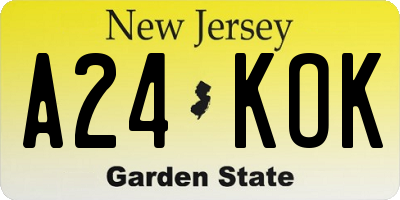 NJ license plate A24KOK