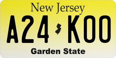 NJ license plate A24KOO