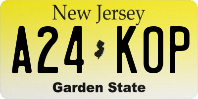 NJ license plate A24KOP