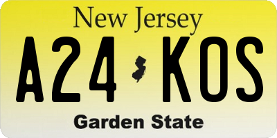 NJ license plate A24KOS