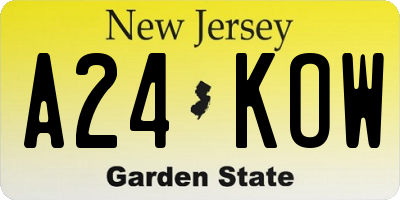 NJ license plate A24KOW