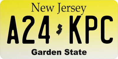 NJ license plate A24KPC