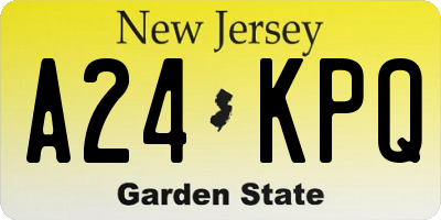 NJ license plate A24KPQ
