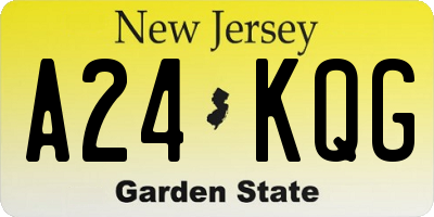 NJ license plate A24KQG